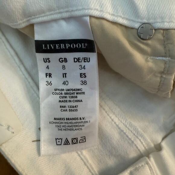 Liverpool White Denim Maya Crop Size 4 / 27 NWT Fray Split Hem Grommet - Picture 13 of 14